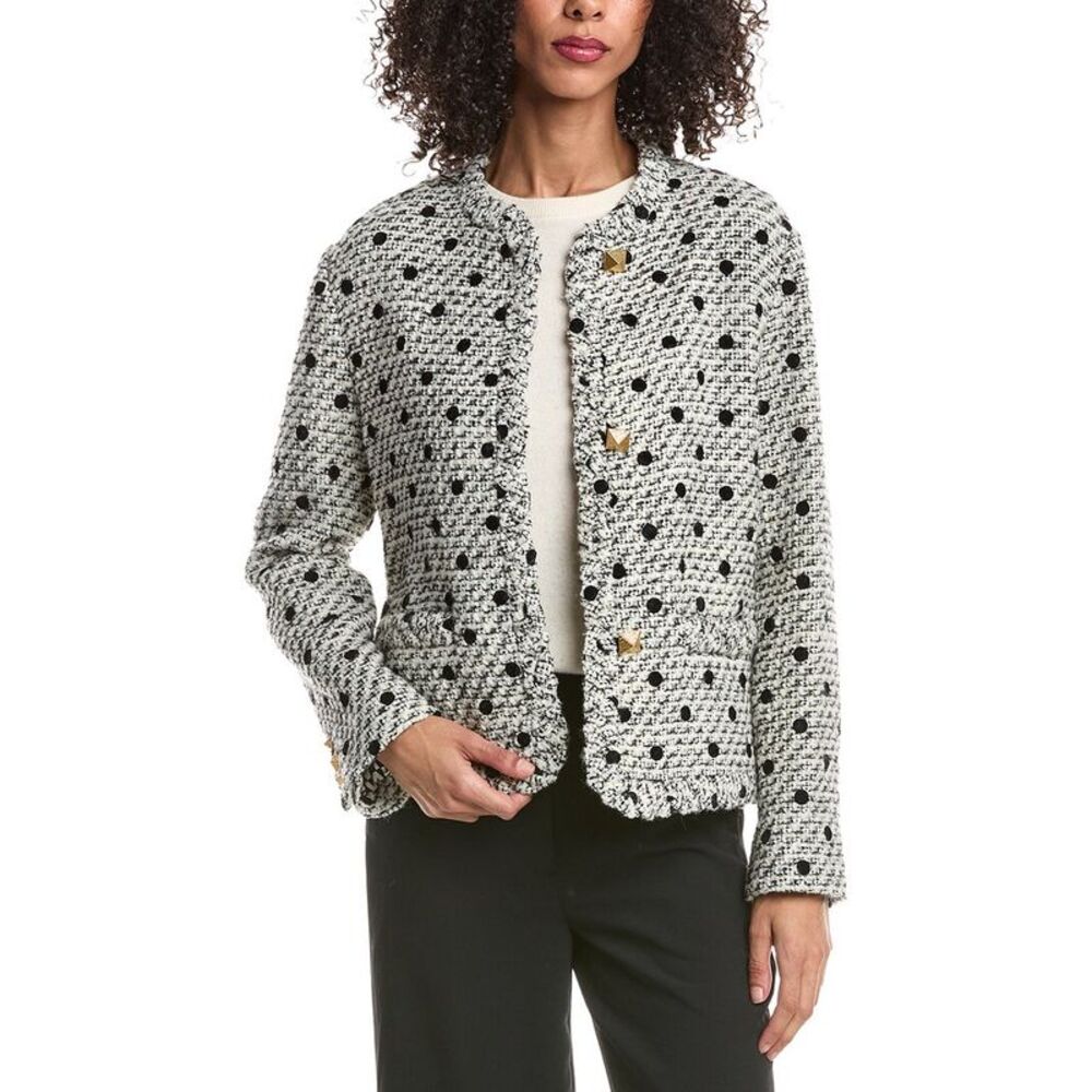 Valentino Womens  Giacca Wool-Blend Jacket, White